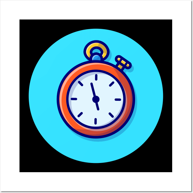 Stopwatch Timer Cartoon Vector Icon Illustration Wall Art by Catalyst Labs